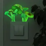 2Pcs Glow in The Dark Mushroom Wall Sticker Luminous Mushroom Light Switch Decals -Multi
