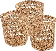 BIUDECO 3pcs Hand Woven Straw Cup Covers Lightweight Insulated Drink Sleeves for Glass Cups Bottle Sleeves Present for Minimalist and Rustic Decor Lovers