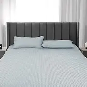 DreamZ Summer 3PCS Cool Latex Mattress Topper Pillowcase Protector Set Bed Sheeet Mat Bedding Soft Washable Deep Pocket Bedroom Fits (Double)