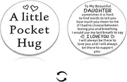 [VANLOVEMAC] Daughter Stocking Stuffers, Daughter Gifts from Dad Mom, Pocket Hug Token, Stress Relief Gifts for Women, White Elephant Birthday Gifts for Daughter, Teen Girls Gifts, Inspirational Gifts for Women,
