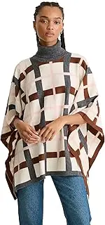 [NAADAM] Women's Soft Plaid Jacquard Poncho
