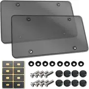 LeoLeozz New License Plate Protector,Flat License Plate,License Plate Frame with Screw Caps Kit,2 Pack for Front Rear Car Tags