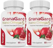 GranaGard Omega 5 Pomegranate Seed Oil, X2 Pack, Patented Nanotech Brain Health Supplement, Developed & Tested by Renowned Scientists, Supports Cognition, Memory, Sharpness, and Focus, Powerful Antioxidant