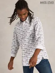 White Stuff White Shoal Fish Printed Cotton Shirt (F25117) | $127