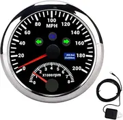 Brilluxa GPS Speedometer 85mm, Tachometer Gauge 0-8000RPM, Overspeed Alarm, LCD Red Backlight for Car Boat 0-200MPH ((Black CX8193))