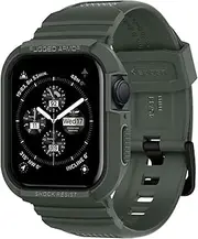 [Spigen] Rugged Armor Pro Case + Strap Band Designed for Apple Watch Series 9/8/SE2/7/6/SE/5/4 (45mm/44mm) Resilient Soft Cover - Military Green