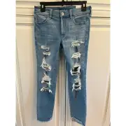 American Eagle Next Level Stretch Jegging Crop Size 6 28W Distressed NWT