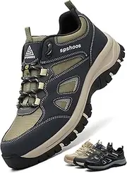 [SPSHOOS] Work Shoes Men's S1P Safety Shoes Women's Lightweight ESD Steel Cap Shoes Kitchen Non-Slip Breathable Sporty