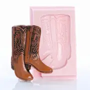 Silicone Cowboy Boot Mold Chocolate Gum Paste Soap Wax Candle Clay Mold (955)