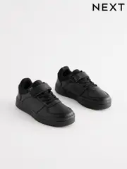 Black Standard Fit (F) School Elastic Lace Shoes (415837) | $37 - $55