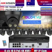 Hikvision Compatible 8MP Color 4K IP Camera+DS-7608NI-Q1/8P NVR CCTV Systems Lot
