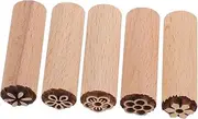 SEWACC 5Pcs Flower Wooden Stamps Natural Wood Pottery Tools for Clay and Projects Multi Function Planner Stamp for Crafting Scrapbooking and Card Making