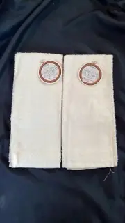 2 Charles Craft Cross Stitch Hand Towels~CREAM~Blank 14 Count Band Border~NWT