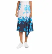 Ted Baker Skirt Pink Blue Floral Asymmetrical Satin Midi SZ 3 TED NWT