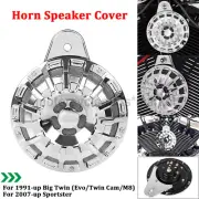 110 dB Horn Speaker Cover Chrome Cut For Harley Big Twin 91-up Softail Iron 883