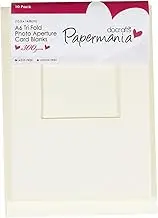 Papermania A6 300 GSM Tri Fold Window Photo Aperture Cards and Envelopes, Pack of 10, Cream