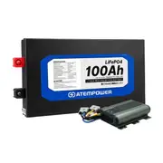 Atem Power 12V 100Ah Slimline Lithium Battery + 12V 25A DC to DC Battery Charger