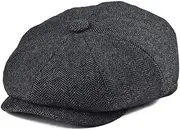 [PWABAF] Wool Tweed Newsboy Cap Herringbone Men Women Retro Hat Driver Flat Cap (Color : B, Size : 56-57cm)