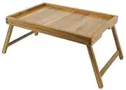 Acacia Bed Table Tray, Wooden Breakfast Tray with Folding Legs, Bed Tray Large