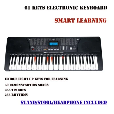 61 Keys Digital Piano Keyboard Electronic Electric Light Up Keyboards & Stand