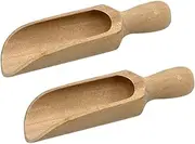 2 Pcs 140mm Wood Bath Salt Scoop Large Wooden Flour Scoop Big Wooden Scooper Wood Kitchen Scoops Extra Large Coffee Bean Scoop Spice Jars Wood Spoon