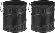uxcell 2 Packs Car Trash Can 0.9 Gallon Foldable Leak-Proof Oxford Cloth Garbage Organizer Portable Hanging Waterproof Truck Trash Bins for Van Automotive Vehicle Front Seat, Black