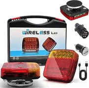 Car Led Trailer Lights, 2025 New Wireless Magnetic Trailer Lights, IP 67 Waterproof Wireless Brake Lights Kit for Trailer, with 100ft Range, Rechargeable Battery Display (1pc)