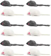 Renhekek Cat Toy Mouse,Toy 12 Rabbit Fur Mice 12pcs Pet Cat Toy Small Plush Mouse Funny Cat Toy Fake Mouse for Kitten Cat