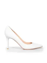 White Leather Pointed-Toe Pumps