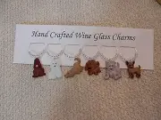 " DOGS" SET OF 6 Hand Crafted Wine Glass Charm drink markers