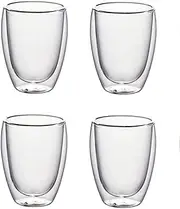 4-Pack Double-Wall Insulated Glass Coffee Mugs 12 Ounces, Double Walled Glasses Thermo Espresso Mug