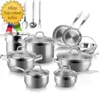 Professional Stainless Steel Induction Cookware Set, 19PC Kitchen Pots and Pans
