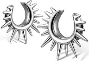 [MOQIKAKA] Black Saddle Plugs Gauges Tunnels for Ears, 2PCS Hypoallergenic 316 Stainless Steel Ear Saddle Plugs Tunels Gauges for Stretched Ears 8mm-25mm (0G-1") Body Piercing Jewelry for Women Men