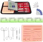 Spectabilis Suture Practice Kit for Medical Students, Large Silicone Pad with 14 Pre-Cut Wounds Comprehensive Suture Tool Set, Supplies for Vet/Nursing Students Includes Surgical Removal Practice.