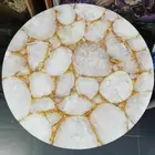30" Elegant White Agate Gemstone Cafeteria Coffee Table Top luxury Hotel Decor