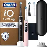 Oral-B iO Series 6 Plus Edition Duo Pack Electric Toothbrush Travel Case Recyclable Packaging Black Lava/Pink Sand
