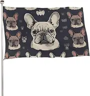 I Love French Bulldog Flag 24x35 in Double Sided Printed Garden Flag Decorative Banner No Fade Yard Flag with Brass Grommets Hanging Photo Backdrop for Indoor Outdoor Party Home Decor