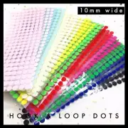 Hook & Loop adhesive sticky round dots - 10mm wide - many colours