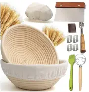 Sourdough Bread Baking Kit 9” Handmade Rattan Proofing Basket Kit