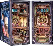 CUTEBEE DIY Book Nook Kit, 3D Wooden Puzzle Dollhouse Kit Miniature House Kit for Gifts Booknook Kit Tiny House Kit Bookshelf Decoration Mini House DIY Book Nook Kits for for Adults