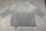 NEW Chicos Womens Lightweight Sheer Open Cori Cardigan Sweater 3/4 Sleeve 3 L XL