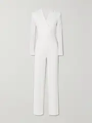 [TALBOT RUNHOF] TALBOT RUNHOF - Wrap-effect Crepe Jumpsuit - White - US6 US 6 White