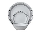 12-pc Corelle CITY BLOCK DINNERWARE SET Dinner Bread Plates Bowls *BLACK SQUARES