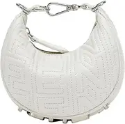 Fendigraphy Blanco Embroidered Hobo Charm Leather Nano Crossbody Bag, White, White, Small