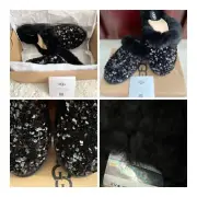 NIB 100% UGG Women’s Black Scuffette II Sequin Slippers US Size: 6