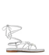 PEARL KNOT LACE-UP SANDAL in SILVER for Women