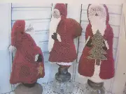 Simple Stitches SANTA TRIO doll Punch Needle Embroidery Pattern Fabric