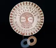 Round Wooden Spirit Ouija Board incl. Planchette. Celtic Tree of Life Board game
