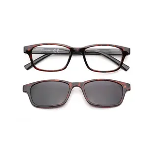 【 Z·ZOOM 】老花眼鏡 磁吸太陽眼鏡系列 時尚矩形粗框款(玳瑁色)