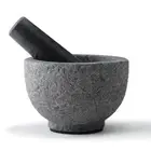Granite Mortar and Pestle Set, 5" African Stone Grinder for Kitchen, Molcajet...